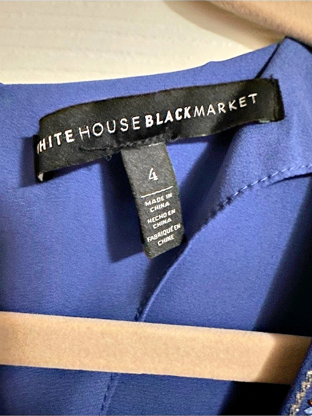 White House Black Market Blue Embroidered Kimono Sleeve Romper Blue Size 4 - Picture 4 of 8